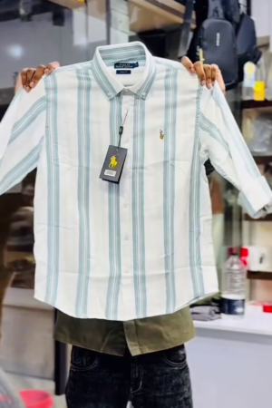 Men Slim Fit Vertical Striped Spread Collar Pure Cotton Shirt